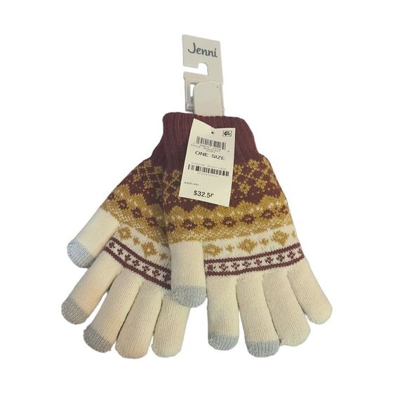 Jenni Sweater Style Fair Isle Knit Gloves - Picture 2 of 5